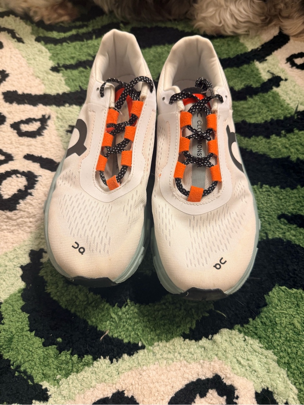 ON Cloud Women’s Sz 8 White Green Orange Tennis Running Shoes GUC - Picture 2 of 7